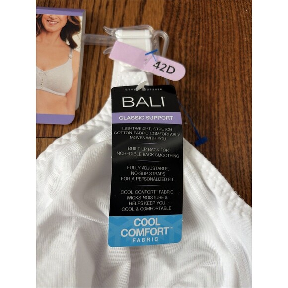 Bali 42D Bra Cotton White Stretch Wirefree Classic Support DF3036 Back Smoothing - Picture 3 of 5